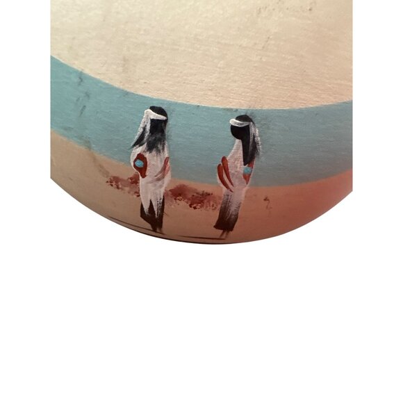 Vintage Native Navajo White & Blue Wedding Vase SKU 8015 - Picture 2 of 10